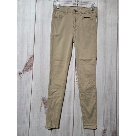 American Eagle Outfitters Denim - American Eagle Hi-Rise Jegging Khaki Stretch Skinny Pants Womens Size 4 Regular